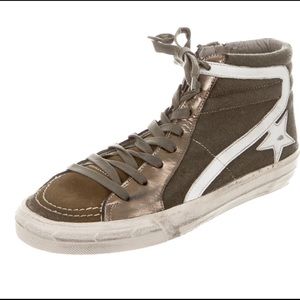 Size 7 Olive suede & canvas Golden Goose High-Tops